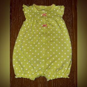 Simple Lime Green Baby Onesie with White Dots